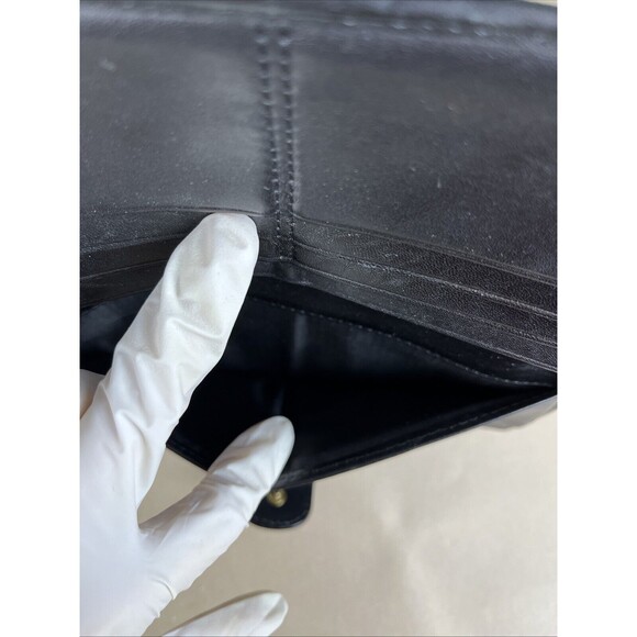 COACH Black Long Wallet Leather BRW Plain Signature - Picture 7 of 12